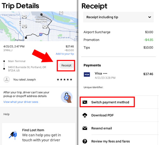 How to pay Uber with the Card after the Trip
